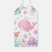 海の中のかわいい海洋動物の誕生日お礼 ギフトタグ (裏面)