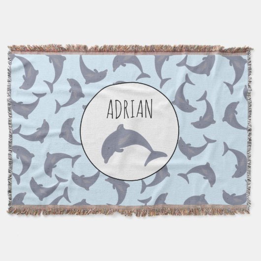 海の中のイルカのパターン スローブランケット (正面)