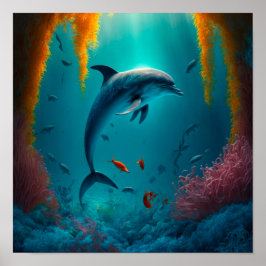 海の中のイルカ ポスター