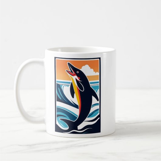 海の中のイルカ – 海威厳のあるの生物 コーヒーマグカップ (左)