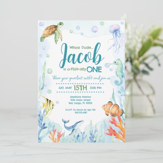 海の中のオーシャンアニマルズの誕生日招待状 招待状 (スタンド正面)
