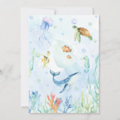 海の中のオーシャンアニマルズの誕生日招待状 招待状 (裏面)