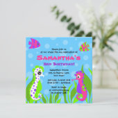 海の中のオーシャンテーマの子供の誕生日パーティー 招待状 (スタンド正面)