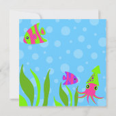 海の中のオーシャンテーマの子供の誕生日パーティー 招待状 (裏面)