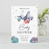 海の中のオーシャン水彩ベビーシャワー招待状 招待状 (スタンド正面)