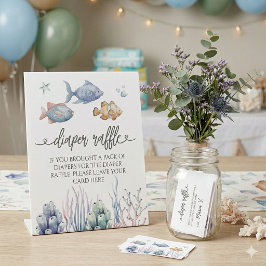 海の中のオーパンバザー抽選サイン ウォーターカラーの海 台座サイン