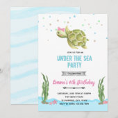 海の中のカメの女の子の招待状 招待状 (正面/裏面)