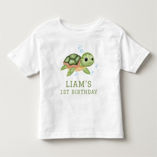 海の中のカメの1歳の誕生日 トドラーTシャツ (正面)
