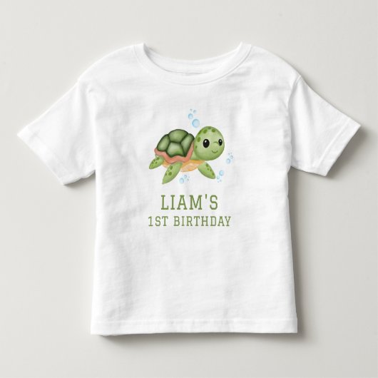 海の中のカメの1歳誕生日 トドラーTシャツ (正面)