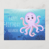 海の中のカワイイタコ お誕生日おめでとう ポストカード (正面)