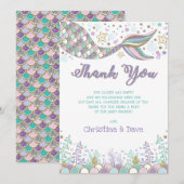 海の中のカワイイ人魚パーティー ベイビーシャワー サンキューカード (正面/裏面)