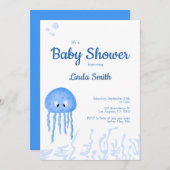 海の中のキュートなカニの男の子ベビーシャワーのお知らせ 招待状 (正面/裏面)