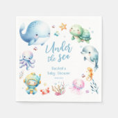 海の中のキュートなベイビーシャワー スタンダードカクテルナプキン (正面)
