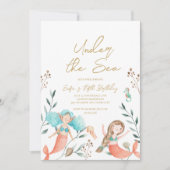 海の中のキュートな人魚 招待状 (正面)