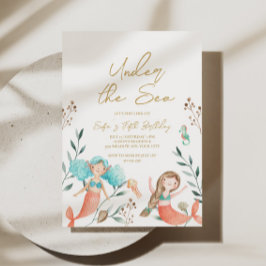 海の中のキュートな人魚 招待状