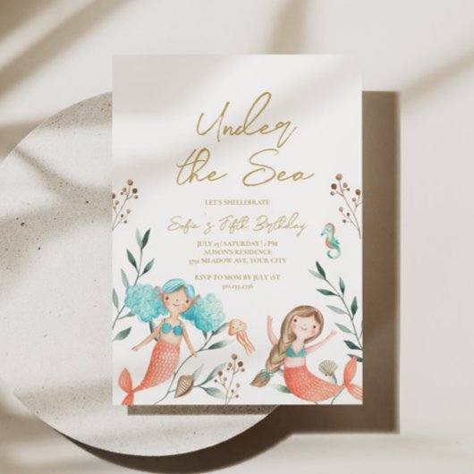海の中のキュートな人魚 招待状
