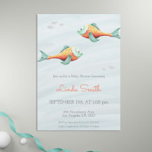 海の中のキュートな魚 ニュートラル ツイン ベイビー シャワー