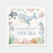 海の中のクジラの誕生日ナプキン スタンダードカクテルナプキン (正面)