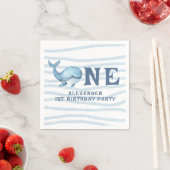 海の中のクジラの1歳の誕生日 スタンダードカクテルナプキン (インサイチュ)