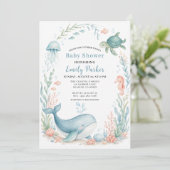 海の中のクジラ ベビーシャワー 招待状 (スタンド正面)