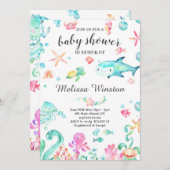 海の中のサマー ベイビーシャワー ニュートラル 招待状 (正面/裏面)