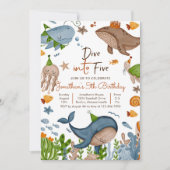 海の中のサメの誕生日パーティーに飛び込め 招待状 (正面)