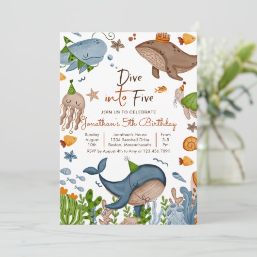 海の中のサメの誕生日パーティーに飛び込め 招待状 (スタンド正面)