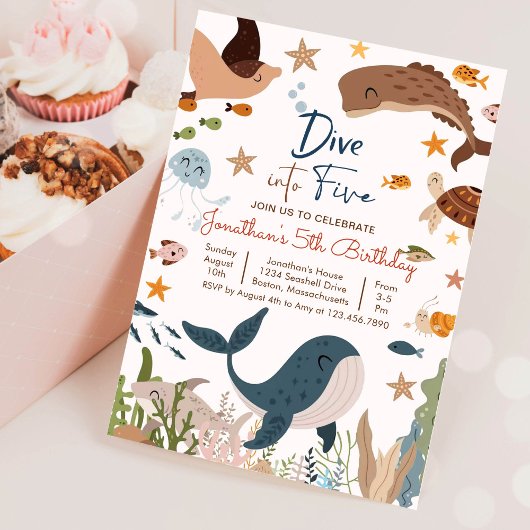 海の中のサメの誕生日パーティーに飛び込め 招待状