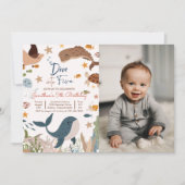 海の中のサメの誕生日パーティーに飛び込め 招待状 (正面)