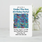 海の中のサンゴ礁の誕生日パーティー 招待状 (スタンド正面)