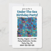 海の中のサンゴ礁の誕生日パーティー 招待状 (正面)