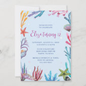 海の中のサンゴ礁パーティー招待状 招待状 (正面)