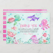 海の中のスプラッシュ誕生日お礼カード サンキューカード (正面/裏面)