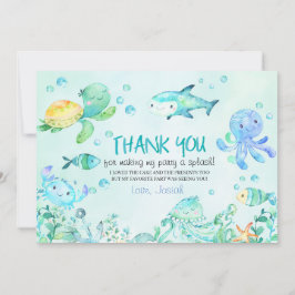 海の中のスプラッシュ 誕生日ありがとうカード サンキューカード