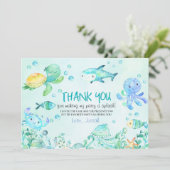 海の中のスプラッシュ 誕生日ありがとうカード サンキューカード (スタンド正面)