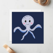 海の中のタコの子供のパターン ノートカード (正面/裏面インサイチュ)