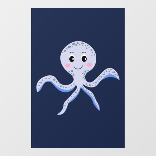 海の中のタコの子供向けパターン ウィンドウサイン (シート)