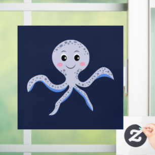 海の中のタコの子供向けパターン ウィンドウサイン