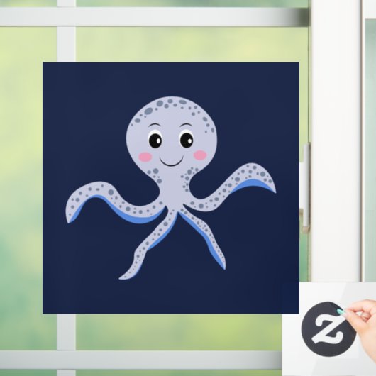 海の中のタコの子供向けパターン ウィンドウサイン (ホーム)