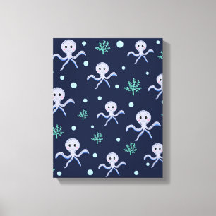 海の中のタコの子供向けパターン キャンバスプリント