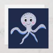 海の中のタコの子供向けパターン ノートカード (正面/裏面)