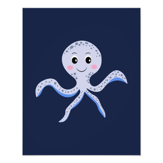 海の中のタコの子供向けパターン フォトプリント            (正面)