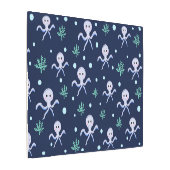 海の中のタコの子供向けパターン メタルプリント (アングル)