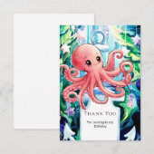 海の中のタコの誕生日パーティー サンキューカード (正面/裏面)