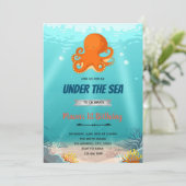 海の中のタコの誕生日招待状 招待状 (スタンド正面)