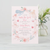 海の中のニュートラルな弓のスイートハートベイビーシャワー 招待状 (スタンド正面)