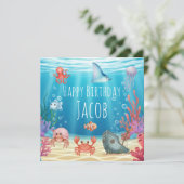 海の中のブルーの誕生日カード (スタンド正面)