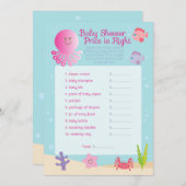 海の中のベイビーシャワープライスゲーム（ピンク） 招待状 (正面/裏面)