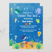 海の中のベイビーシャワー招待状 招待状 (正面/裏面)