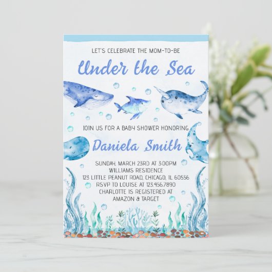 海の中のベイビーシャワー招待状 招待状 (スタンド正面)
